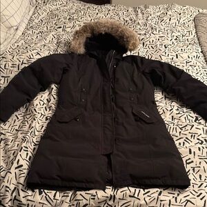 Canada Goose Kensington Black Puffer Jacket with Fur Hood
